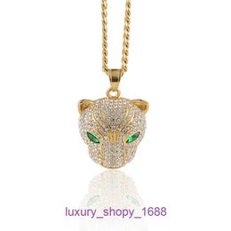 Car tires's Amulette necklace Luxury fine Jewellery Hip Hop Versatile Titanium Steel Full Diamond Leopard Head Pendant Personalised Couple With Original Box