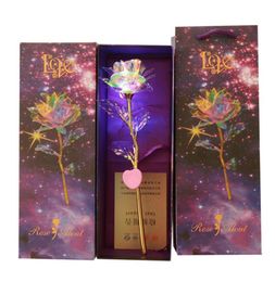 New Colorful Artificial LED Light Flower 24K Gold Foil Luminous Rose Unique Presents And Gift Box For Valentines Day Wedding Gifts5575511