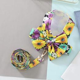 Dog Collars Pet Leash Set Mesh Design Dress-Up Harness Good Ductility Bowknot Cute Puppy Dress With Supplies