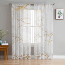 Marble Sheer Curtain Window Tulle For Living Room Cafe Bedroom Kitchen Chiffon Treatment Decorations 240109