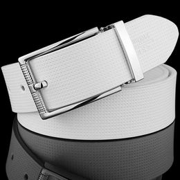 High Quality pin buckle White genuine Leather Waistband casual ceinture homme Fashion Men Belts Classic designer Waist Strap 240109