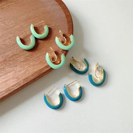 Stud Earrings 2024 Fashion Versatile Women Cute Milk Blue C-shaped Half Circle Mosquito Incense Plate Ear Clip Gift Wholesale