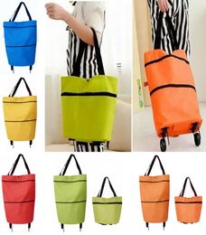 Shopping Trolley Bag With Wheels Portable Foldable Shopping Bag reusable storage Shopping Wheels Rolling Grocery Tote Handbag HH76716344