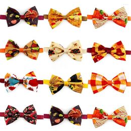 Dog Apparel 30/50pcs Small Bowties Thanksgiving Decorate Pets Bowtie Adjustable Collar Pet Neckties For Dogs Accessories