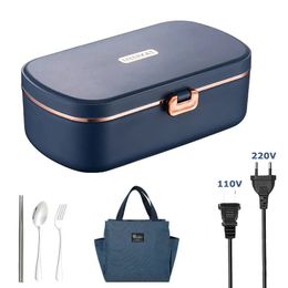 220V 110V Home Office School Electric Lunch Box Portable EU US Plug Food Warmer Container Heating Heater Stainless Steel 900ml 240109