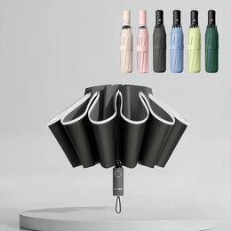 Fully Automatic Reverse Folding Umbrella with Windproof Reflective Stripe UV Umbrellas 240109