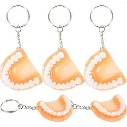 Keychains 5pcs False Tooth Design Key Rings Funny Keychain Ornament Car Pendant Adorable Tricky Props