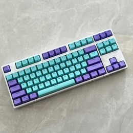 Keyboards 106 Keys Purple Cyan Keycaps PBT Backlit Keycap Two-Color OEM Profile For MX Switch 61/87/104 Mechanical KeyboardL240105