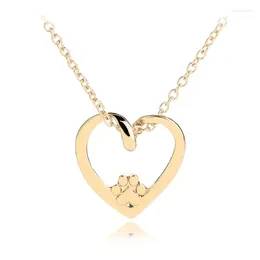 Pendant Necklaces Creative Heart-shaped Dog Claw Necklace Cute Girl Gold Silver Colour Metal Fashion Women's Party Jewellery