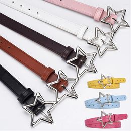 Belts Kids Pentagram PU Leather Waistband Children Adjustable Metal Star Buckle Holes Belt Girls Solid Colour Jeans Waist Strap