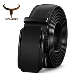 COWATHER High Quality Cow Genuine Leather Belts for Men Arrival Automatic Buckle Male Strap Metal Cowhide Belt 240109