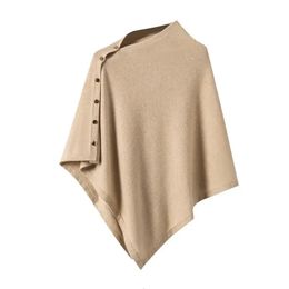 Warm Knitted Plain Color Scarf Thick Single Breasted Wool Shawl Wrap Women Cape Open Side Woven Cardigan Poncho Stole T285 240108
