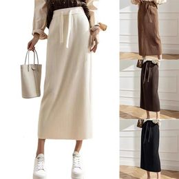 Women's Autumn Winter Black Long Knit Modest Skirts For Women White H Line Straight Skirt Clothing Offers TS010 240104