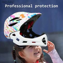 Cycling Helmets Kids Full Face Helmet Casco Mtb USB Light Detachable Children Bicycle Cycling Safety Balance Bike Helmet Cycling Equipment 2023L240109