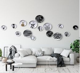 Ceramic Decoration Hanging Plates Black and White Wall Decoration Dining Room Living Room Decoration Hanging Wall Decorations9129597