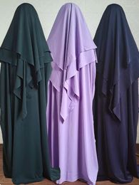 Ethnic Clothing 2 Layer Khimar Set Piece Abaya Jilbab Ramadan Eid Nida Hijab Dress Muslim Women Prayer Clothes Turkey Islam Dubai Niqab