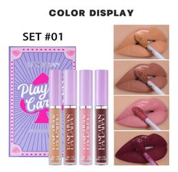 Purple lipstick lipsticks lip gloss New Poker packing 4 Colours in one box Matte fog effect non stick cup waterproof does not fade 4098066