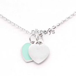 Luxury Designer Classic Popular Women's Jewellery Double Heart Necklace Titanium Steel Allergy Free No Fade 9O8R 9O8R