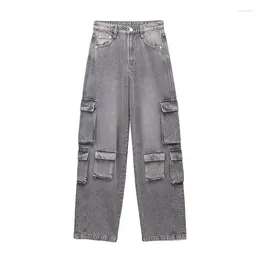 Women's Jeans Autumn 2024 Casual Retro Street Washed Loose Pant Wide-Legged Work Model Mid-Waist