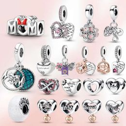 2024 Charm Heart Bead Mom Pendant Fit Original Bracelet Women Fashion Jewelry Festival Gift