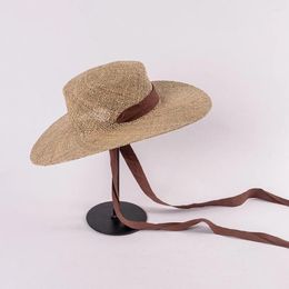 Berets 202406-hh5163 Ins Summer Beach Natural Salt Grass Weaving Light Breathable Wide Brim Fedoras Cap Women Leisure Panama Jazz Hat