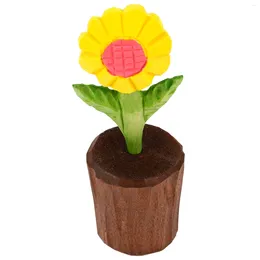 Decorative Flowers Wood Flower Tabletop Rustic Sunflower Ornament Hand Carving Valentine's Day Gift