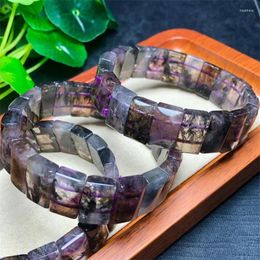 Link Bracelets Natural Black Auroral Quartz Bangle String Charms Strand Exquisite Jewellery Gift Healing Crystal Energy 1pcs 9x16mm