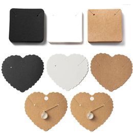 Jewelry Pouches 50pcs/Lot Paper Heart Square Earrings Necklaces Display Cards For DIY Ear Studs Bracelet Packaging Cardboard Supplies