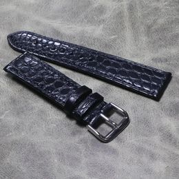 Watch Bands Crocodile Leather Genuine Product Watchbands Black Alligator Grain Bracelet 18mm 19mm 20mm 21mm 22mm Dark Blue Soft Strap