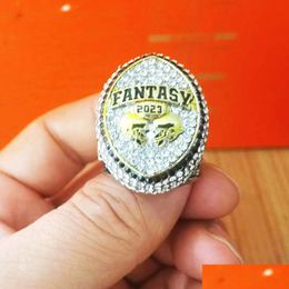 Band Rings Drop 2023 Fantasy Football Championship Ring With Stand New Arrive Fl Size 8-14 Delivery Jewellery Otsut