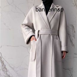 Luxury Coat Maxmaras 101801 Pure Wool Coat Labbro Double sided Pure Cashmere Coat Temperament Dark Grey Light Grey Goddess Autumn and Winter Long Woollen Coat insIUWY