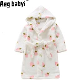 Baby Boys Girls Clothes Cartoon Hooded Kid Sleepwear Robes Winter Warm Casual Children's Pajama Fashion Long Sleeve Kid Bathrobe 240108
