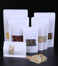 White Kraft Paper Mylar SelfStyled Doypack Bags Containers With Clear Window Food Tea Snack Package Storage Bag Packaging Zipper 6294410