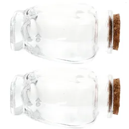 Storage Bottles 2pcs Transparent Wishing Bottle Heart Shape Glass Jar Drift Ornament