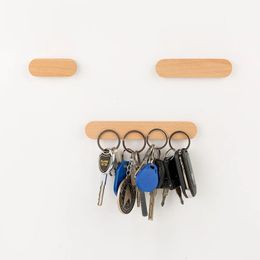 Wooden Key Holder Wall Key Storage Organiser Strong Magnetic Key Rack Hanger Key Ring Hooks Clerk Housekeeper on the Wall 240108