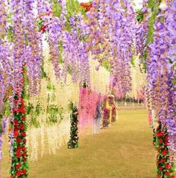 110cm Wisteria Vine flower Artificial flowers Silk Flower Rattan for Wedding Centerpieces Decorations Bouquet Garland Home Ornamen2603358