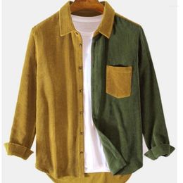 Men's Casual Shirts Corduroy Shirt Hooded Coat For Men Long Sleeve Hoodie Regular Fit Button Up Jacket