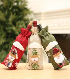 Christmas Red wine bottle cover snowman elk Wine bottle bag Table Christmas Decorations5973602