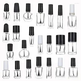 Storage Bottles Empty Nail Polish Glass With Brush Small Round Square Bottle For Essential Oil Container Vial