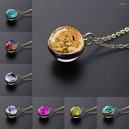 Pendant Necklaces Tree Image Necklace Spherical Double-sided Glass Material Different Shapes And Colours Of Friends Gathering Gifts