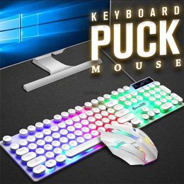 Keyboards Lighting USB Wired Keyboard Mouse Set Colorful Backlight 108 Keys Luminous Keyboard 3d Rollers Mouse Set Office Game KeyboardL240105