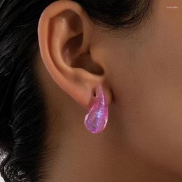 Stud Earrings UJBOX Wholesale Glitter Pink Green Blue Resin Acrylic Surface Uneven Teardrop For Women