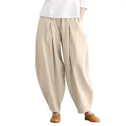 Women's Pants Vintage Cotton Linen Harem For Women Summer Pockets Thin Beach Trousers Woman Casual High Waist Loose Boho Pant Pantalones