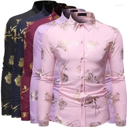 Men's Casual Shirts 2024 Long Sleeve Shirt South Korea Fashion Street Designer Print Clothes Luxury Personality Dress Men