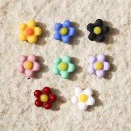 Nail Art Decorations 20pcs 7.5mm 3D Sun Flower Rhinestones Five Petaled Jewellery White/Pink/Yellow/Blue Smiling Resin Daisy Charms#zcf067