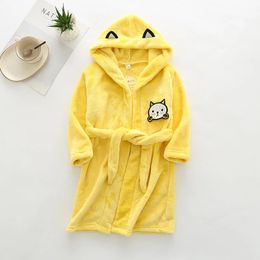 Kids Animal Cartoon Pajamas Children Soft Bathrobe Spring Autumn Flannel Hooded Sleepwear Boys Girls Thermal Homewear 240108