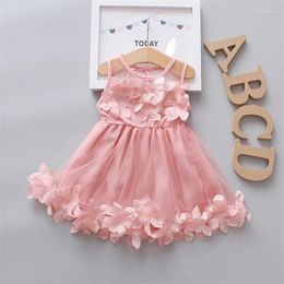 Girl Dresses Summer Net Gauze Dress Cute Petal Fashion Skirt Party Birthday Foreign Flavour Red Pink For Girls