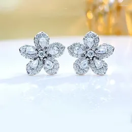 Stud Earrings Fashionable And Luxurious Small Popcorn 925 Pure Silver Ear Studs Inlaid With High Carbon Diamonds Sweet Wedding Jewellery