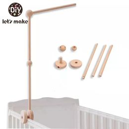 Let's Make Baby Wooden Bed Bell Bracket Mobile Hanging Rattles Toy Hanger Baby Crib Mobile Bed Bell Wood Toy Holder Arm Bracket 240108