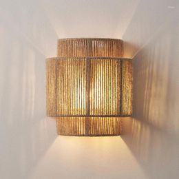 Wall Lamp Japanese Silent Wind Retro Living Room Bedroom Bedside Atmosphere Lamps Homestay Hallway Balcony Rope Light